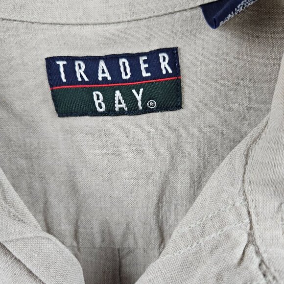 Trader Bay Men  Linen Blend Button Down Short Sleeve Shirt Size Large / Tall - Picture 2 of 5